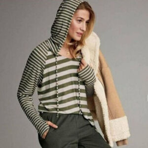 Cabi Playoff Green Striped Hoodie Size Medium EUC
